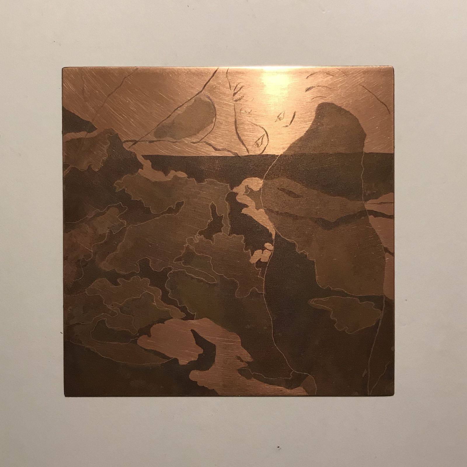  gravure sur cuivre format 15 x 15 cm - tirages et la plaque