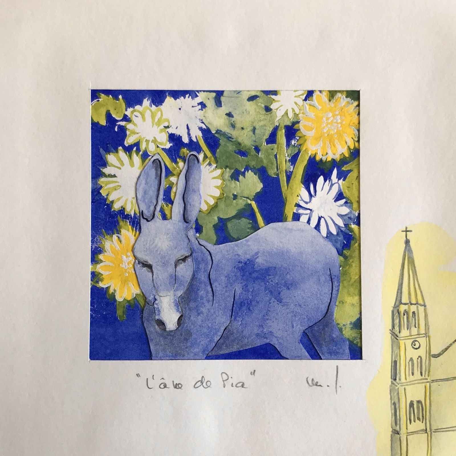 Technique mixte : gouache, encre, découpe, réserves - format au centre 13 x 13 cm et format entier 30 x 30 cm - mai 2020