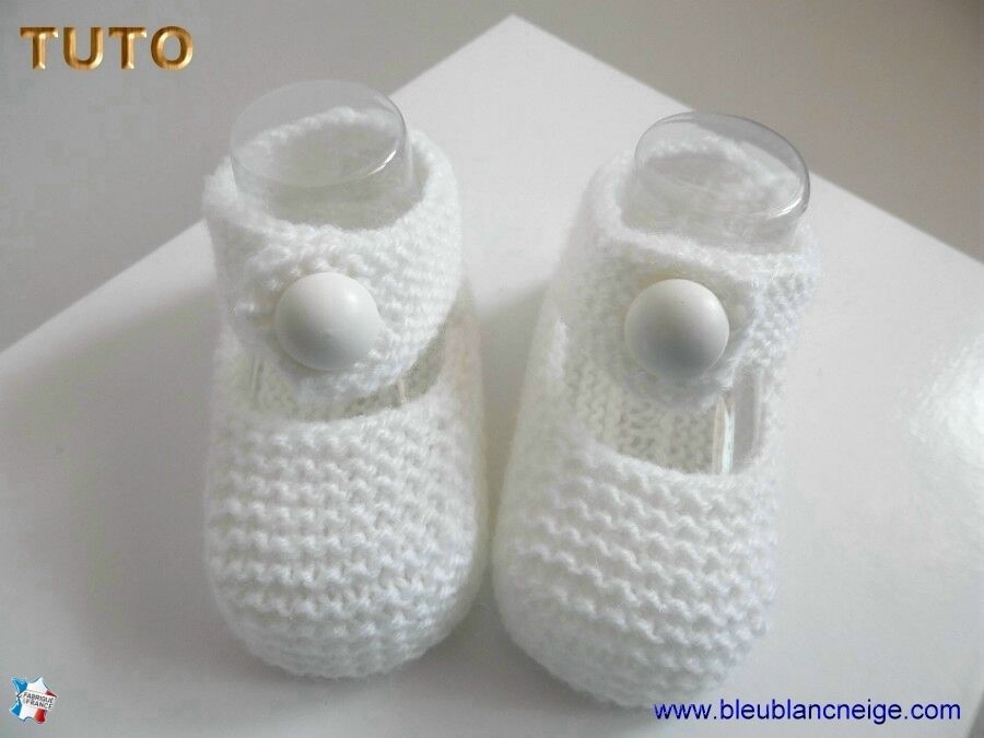 Tuto Tricot Bebe Ballerines Blanches A Brides Explications Tricot En Pdf Tricot Fait Main Tricot Bebe Layette Laine