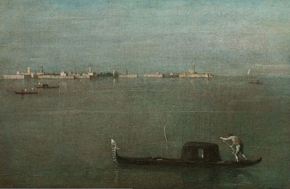 Oeuvre de Francesco Guardi qui sut faire vibrer  l'atmosphère  de la lumière vénitienne.