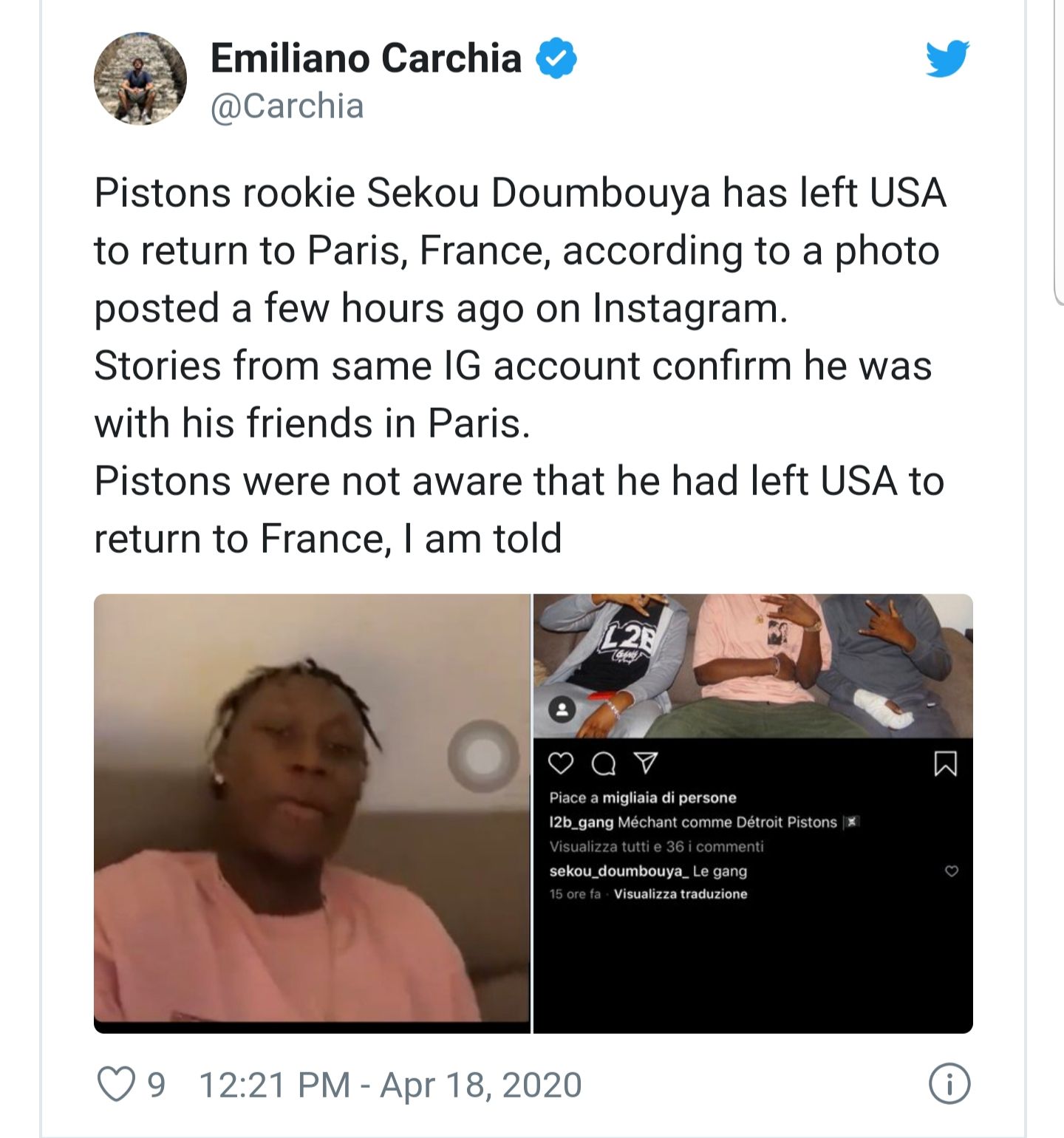 Sekou Doumbouya aurait quitté les États-Unis pour retourner en France