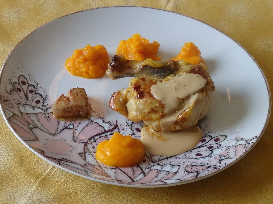 Suprême de pintade au foie gras, purée de potimarron - Le blog de ...
