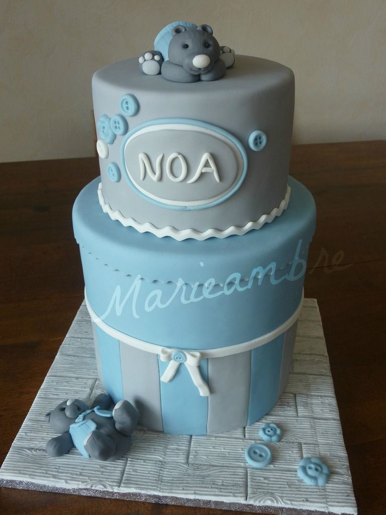 Gâteau bébé bleu et gris - Le blog de Marieambre