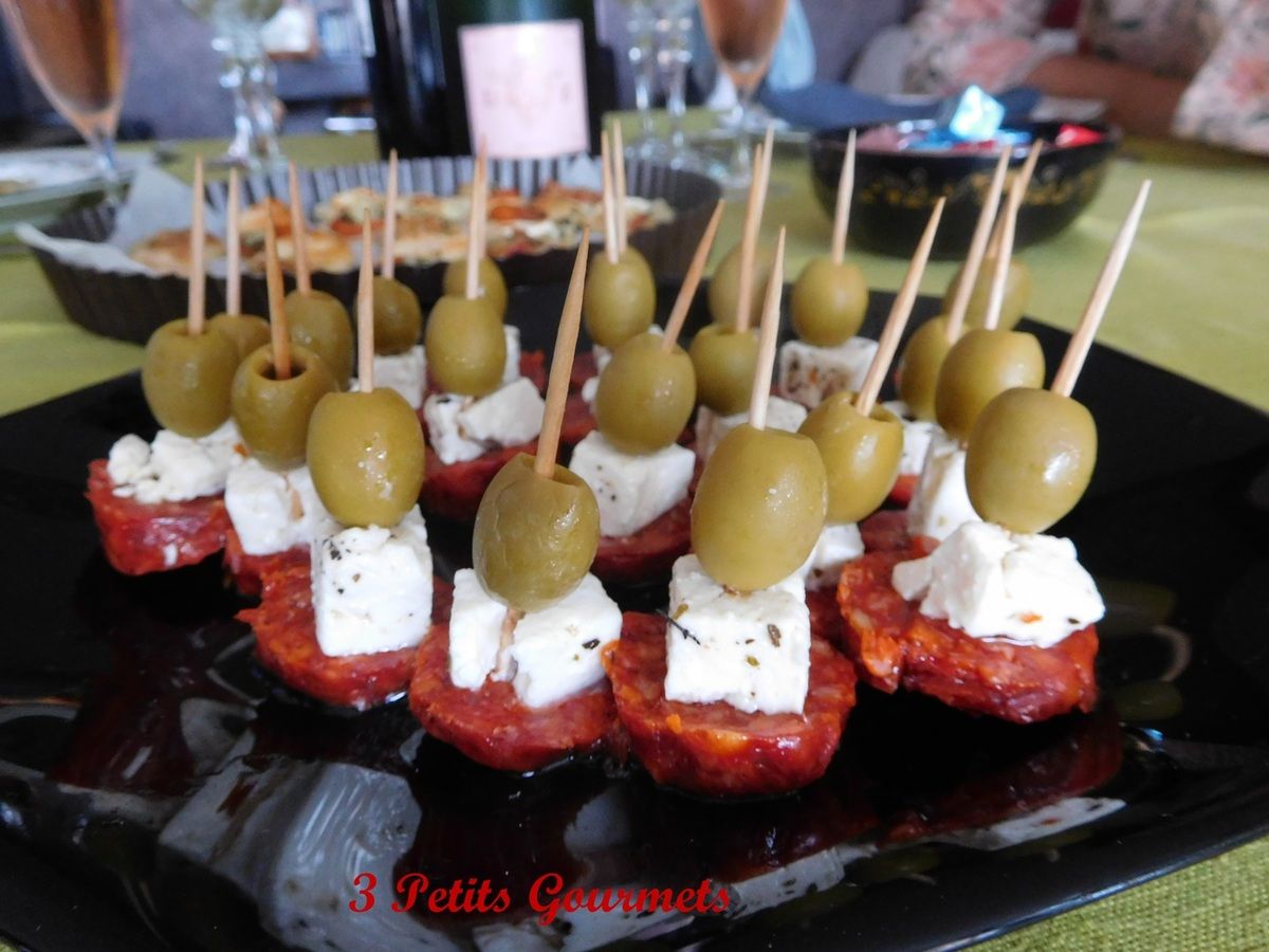 Piques apéritives chorizo-féta