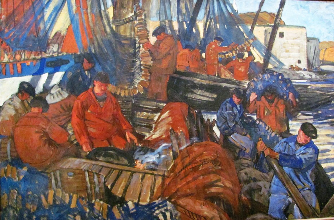 Mathurin Méheut - cotriade et filets bleus (caséine sur toile)