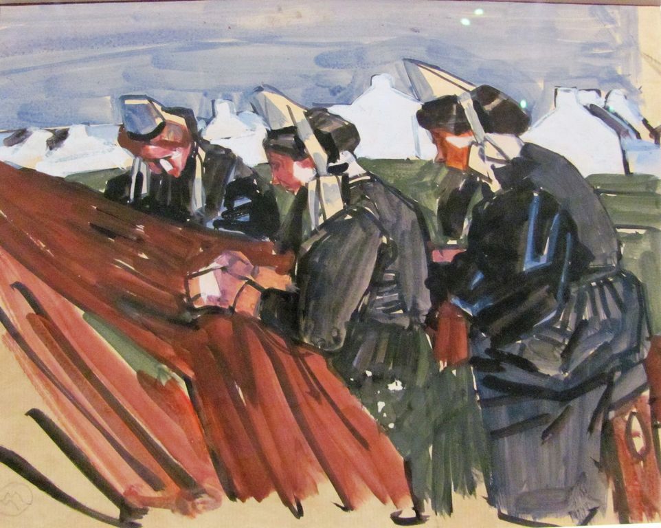 Mathurin Méheut - Ravaudeuses de filets vers 1920 (gouache et aquarelle sur papier)