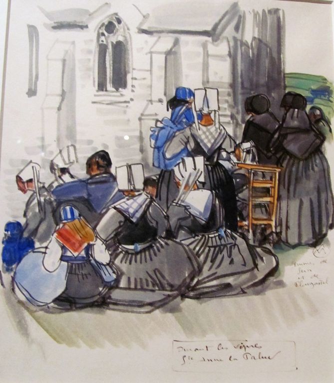 Mathurin Méheut - Durant les vêpres, Ste Anne La Palud - vers 1820 (aquarelle, lavis et encre sur papier)