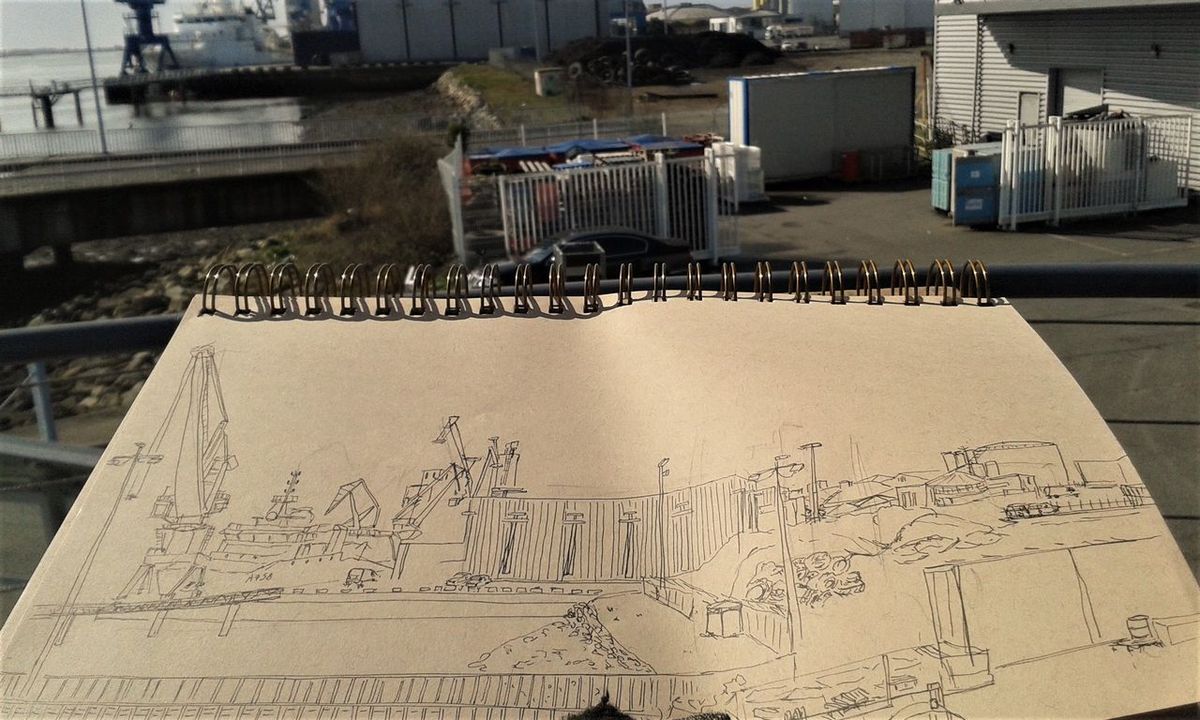pendant le dessin, le vent soulève les pages de mon carnet !