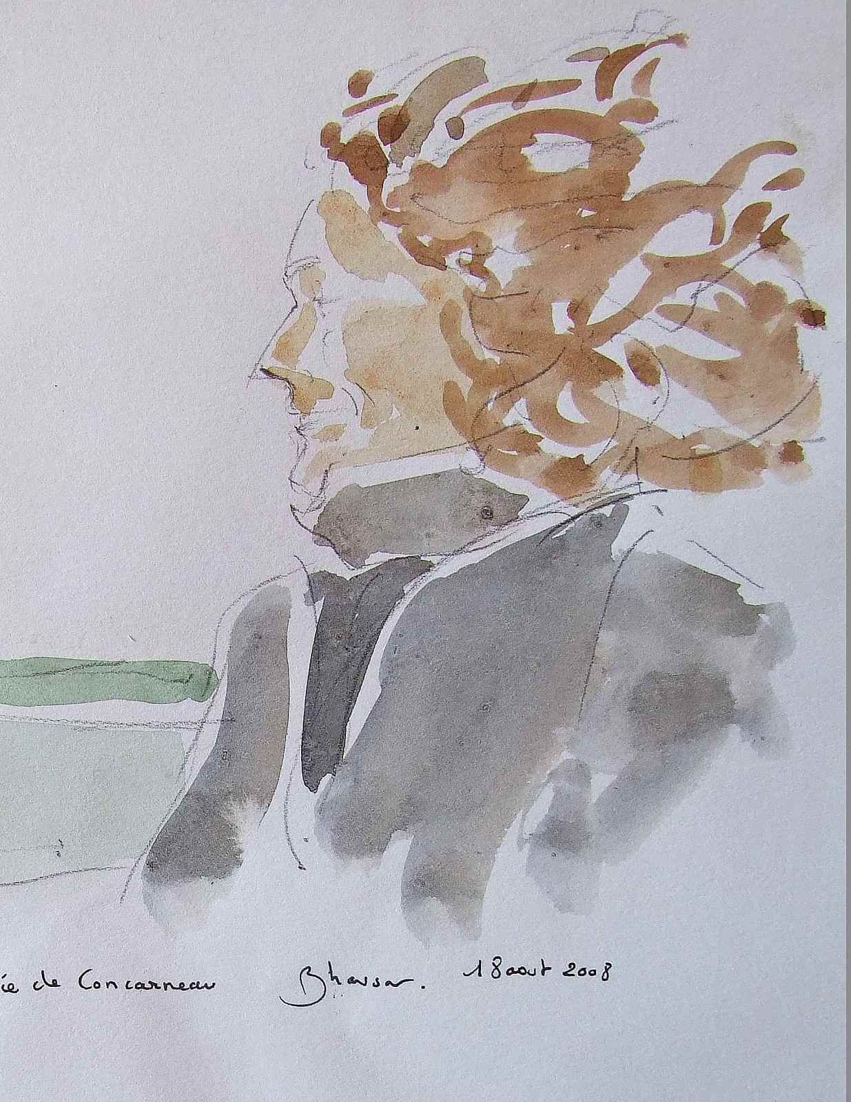 Bretagne sortie sur le bateau de Bernard  Crayon et aquarelle  21x29 août 2008 Bhavsar