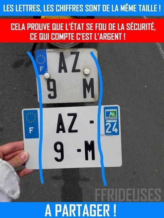 Plaque non conforme ?...Le foutage de gueule !...Et une manif -  frico-racing-passion moto