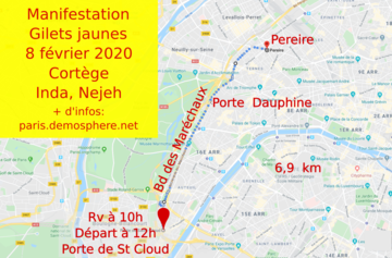 Manifestation à Paris des Gilets jaunes samedi 8 février 2020 Acte 65 : les  parcours - Ça n'empêche pas Nicolas