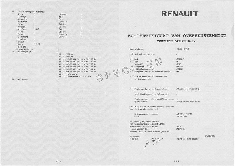 Certificat de Conformité Renault Gratuit  