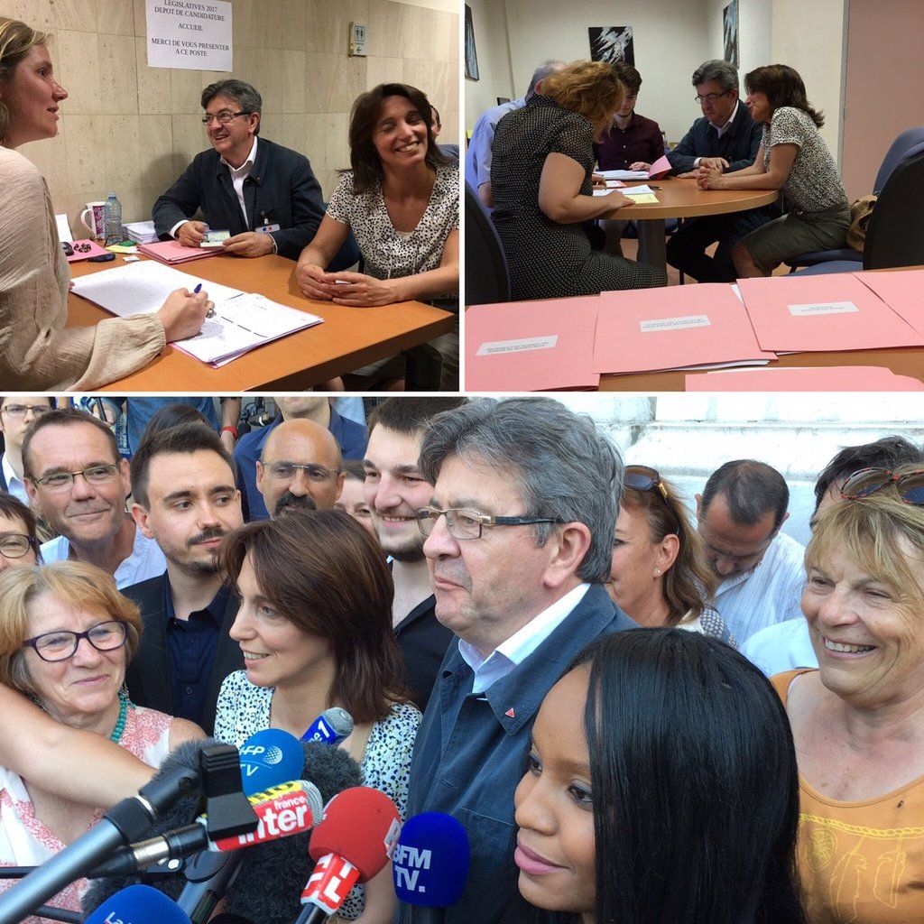 A Marseille, Sophie Camard aux côtés de Jean-Luc Mélenchon (source photo : Facebook)