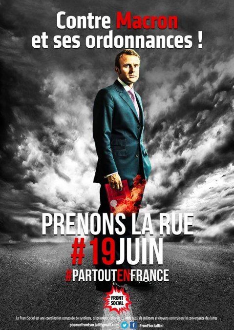 RASSEMBLEMENT « Contre Macron et ses ordonnances ! » LUNDI 19 JUIN à 18 h 00 devant l’Assemblée Nationale