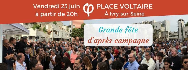 VAL-DE-MARNE- Mathilde Panot, députée insoumise, vous invite à une grande fête d'après campagne, vendredi 23 juin 2017 - 20 h - Ivry-sur-Seine 