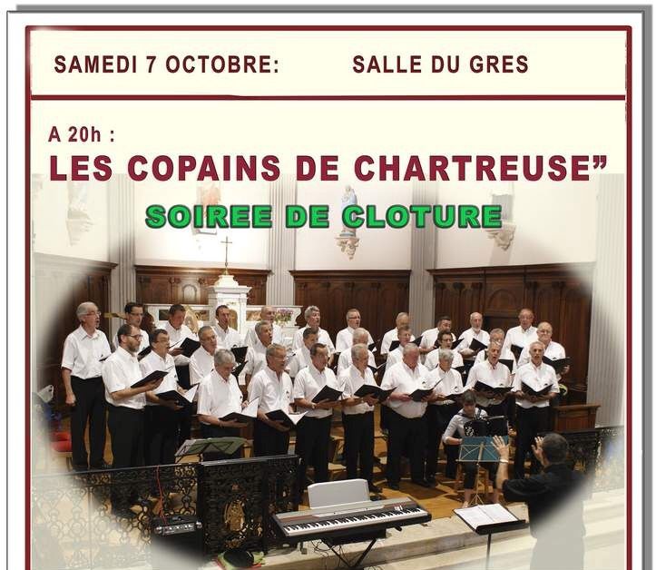 Samedi 7 octobre à 20h, salle du Grès : La chorale ´Les copains de Chartreuse'