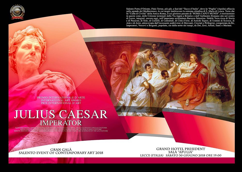 Prix International d'Art 2018 "JULIUS CAESAR Empereur" Gala Salle "Apulia" Grand Hôtel Président à LECCE Italie
