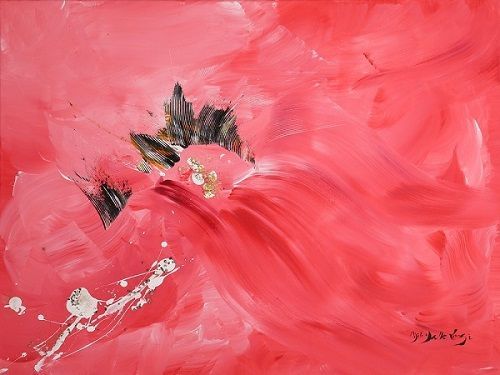 " Dans la discrétion " Mixte 2018 80x 60 cm Oeuvre de Gisèle Dalla Longa