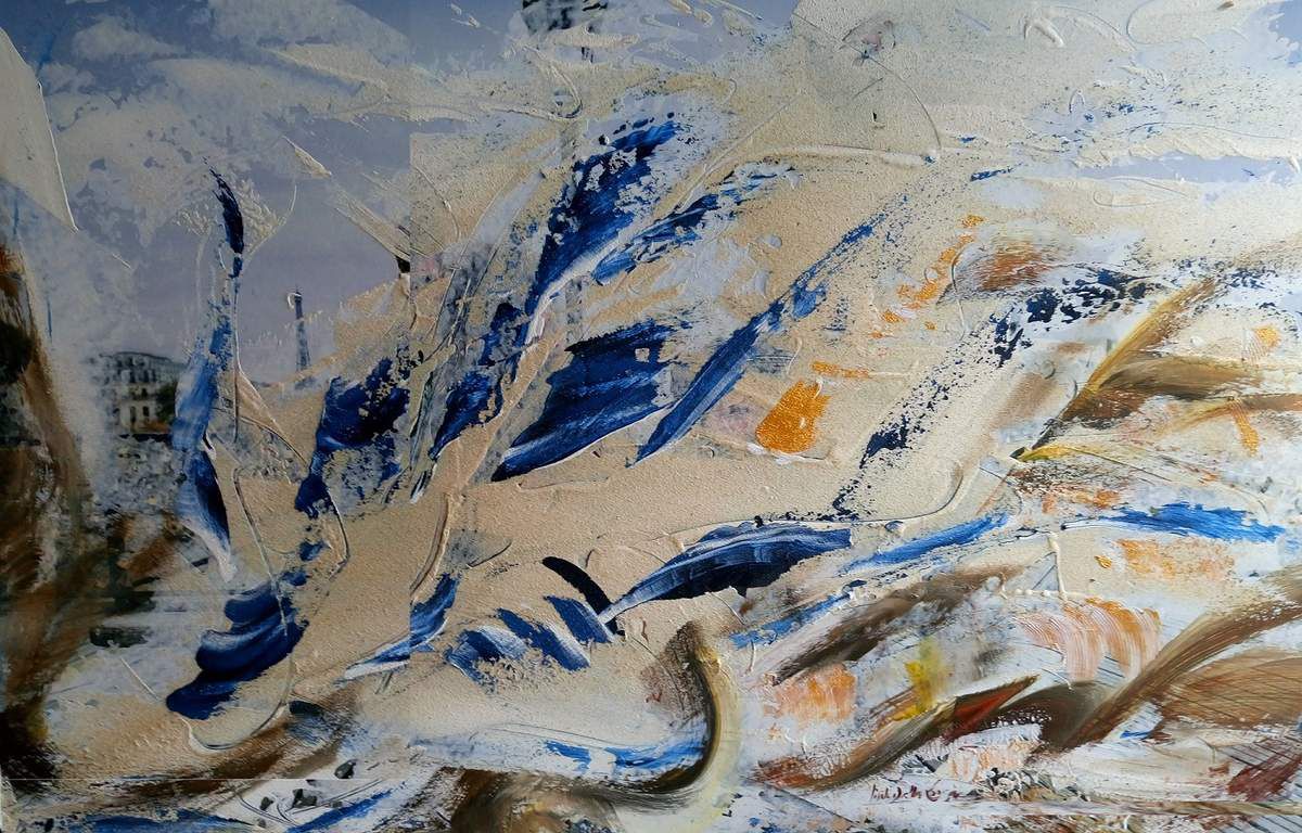Vague Ardéchoise bord de Seine de l'été 2018 Mouvement incontrôlable par l'Homme Histoire d'éléments Place de La Nature Expression simple très spontanée. 189 D Mixte 2018 Oeuvre originale de Gisèle Dalla Longa Certificat d'authenticité