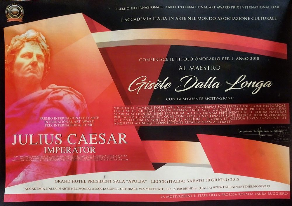 Diplôme Prix International d'Art 2018 Julius Caesar Empereur par Accademia Italia In Arte Nel Mondo