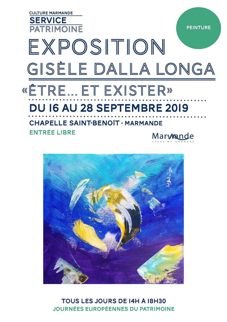 Exposition de peintures JEP2019 Chapelle St Benoît à Marmande Affiche Gisèle Dalla Longa