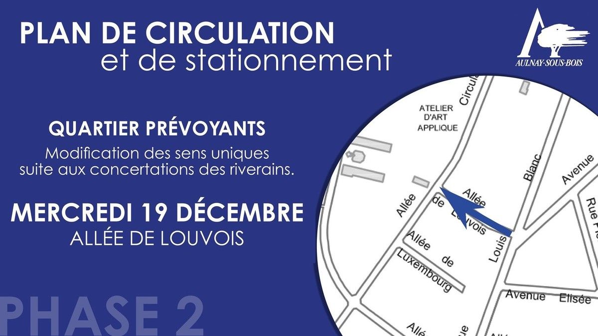 Modification des sens uniques allée de Louvois à Aulnay-sous-Bois
