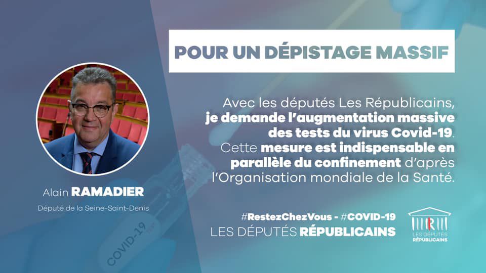 Coronavirus : le député Alain Ramadier demande un dépistage massif de la population 