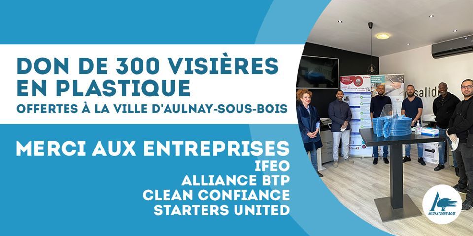 Coronavirus : 300 visières de protection offertes à la ville par des entrepreneurs à Aulnay-sous-Bois