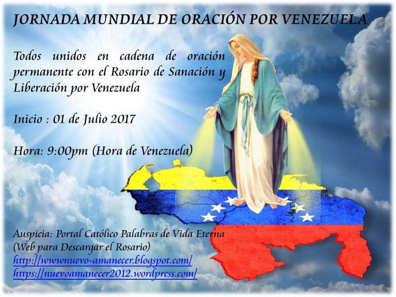 JOURNÉE MONDIALE DE PRIERE POUR LE VÉNÉZUELA- 1er Juillet 2017