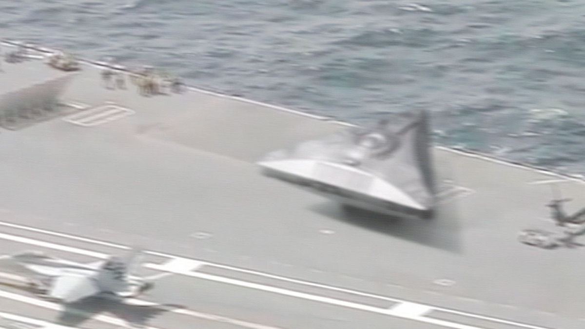 Triangle shaped UFO spotted on US Aircraft Carrier in Mediterranean Sea ! Leaked Video !!! Sept 2018