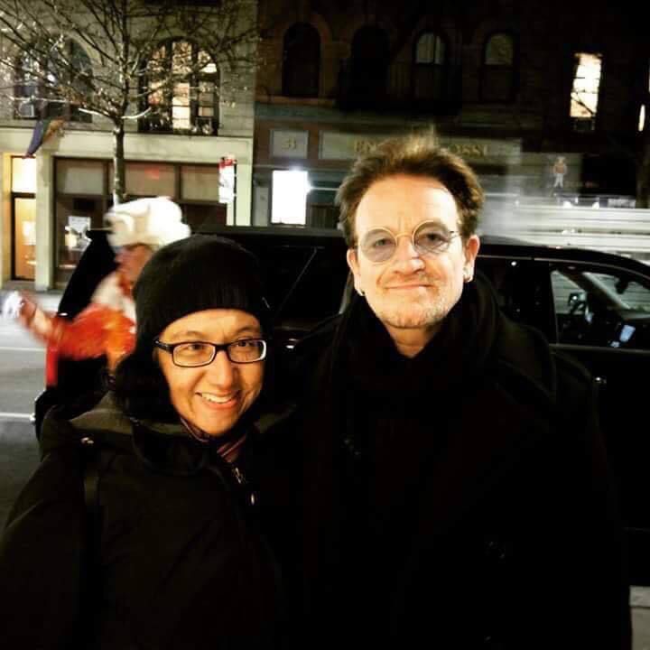 Bono hier soir à New York avec une fan