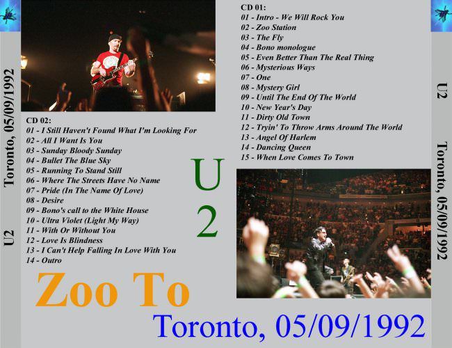U2 -ZOO TV Tour -05/09/1992 -Toronto -Canada -Canadian National Exhibition Stadium 