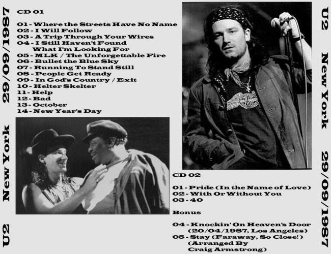 U2 Joshua Tree Tour 29/09/1987 NewYork USA Madison Square Garden