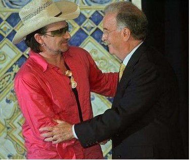 U2 et le président portugais Jorge Sampaio -Belem Palace-Lisbon -14/08/2005
