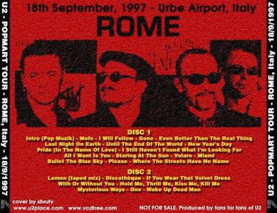 U2 -PopMart Tour -18/09/1997 -Rome -Italie -Aerporte Del Urbe 