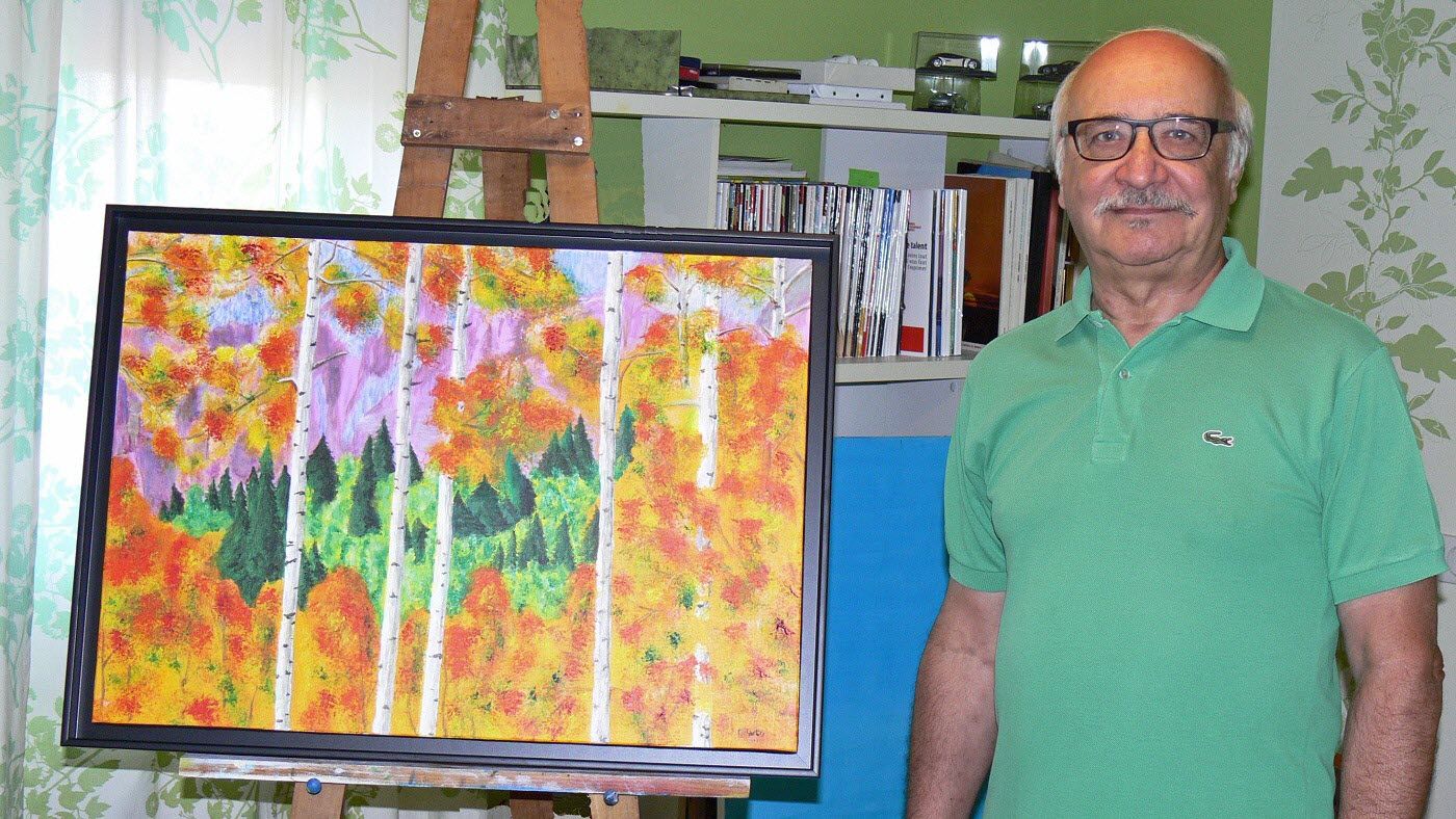 Le Mélinois travaille sur toile à l’acrylique, à l’huile, et réalise aussi quelques pastels.