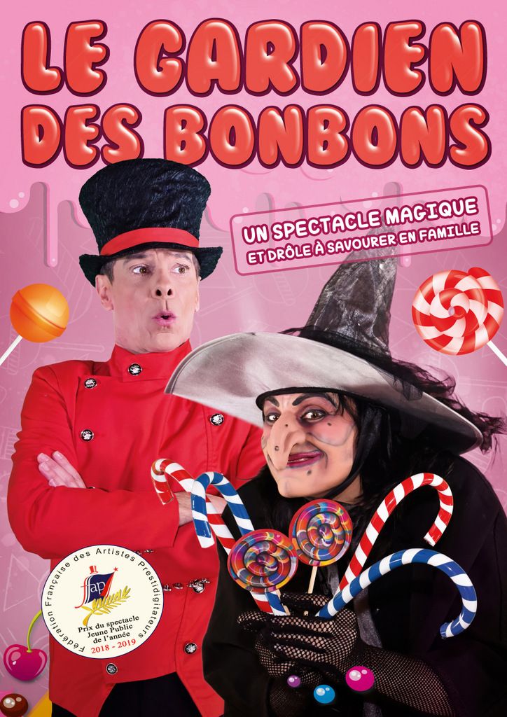 Gardien des bonbons, arlequin, magie, enfants, folie, spectacle