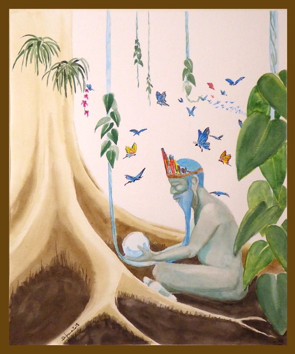 Sage forêt tropical peinture aquarelle