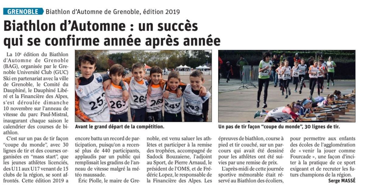 Le biathlon d'automne de Grenoble et le Biathlon des ecoliers dans les médias ! 