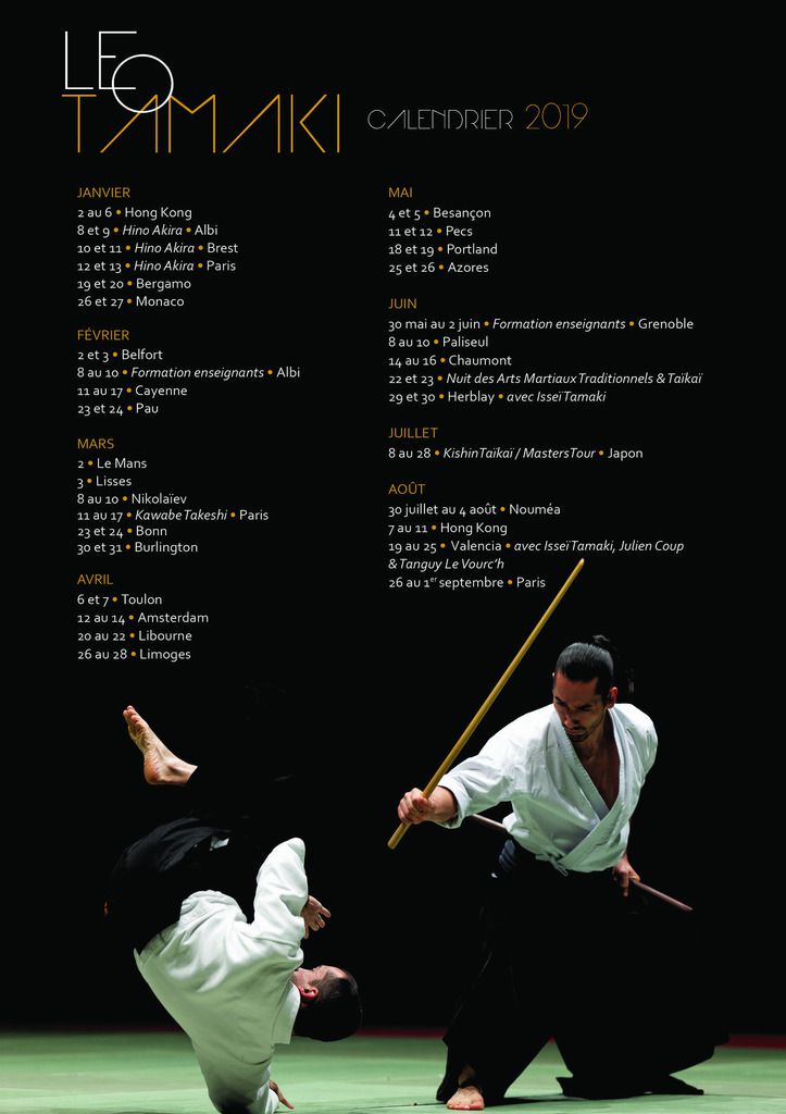 Calendrier Stage Aikido Kishinkai Leo Tamaki 2019