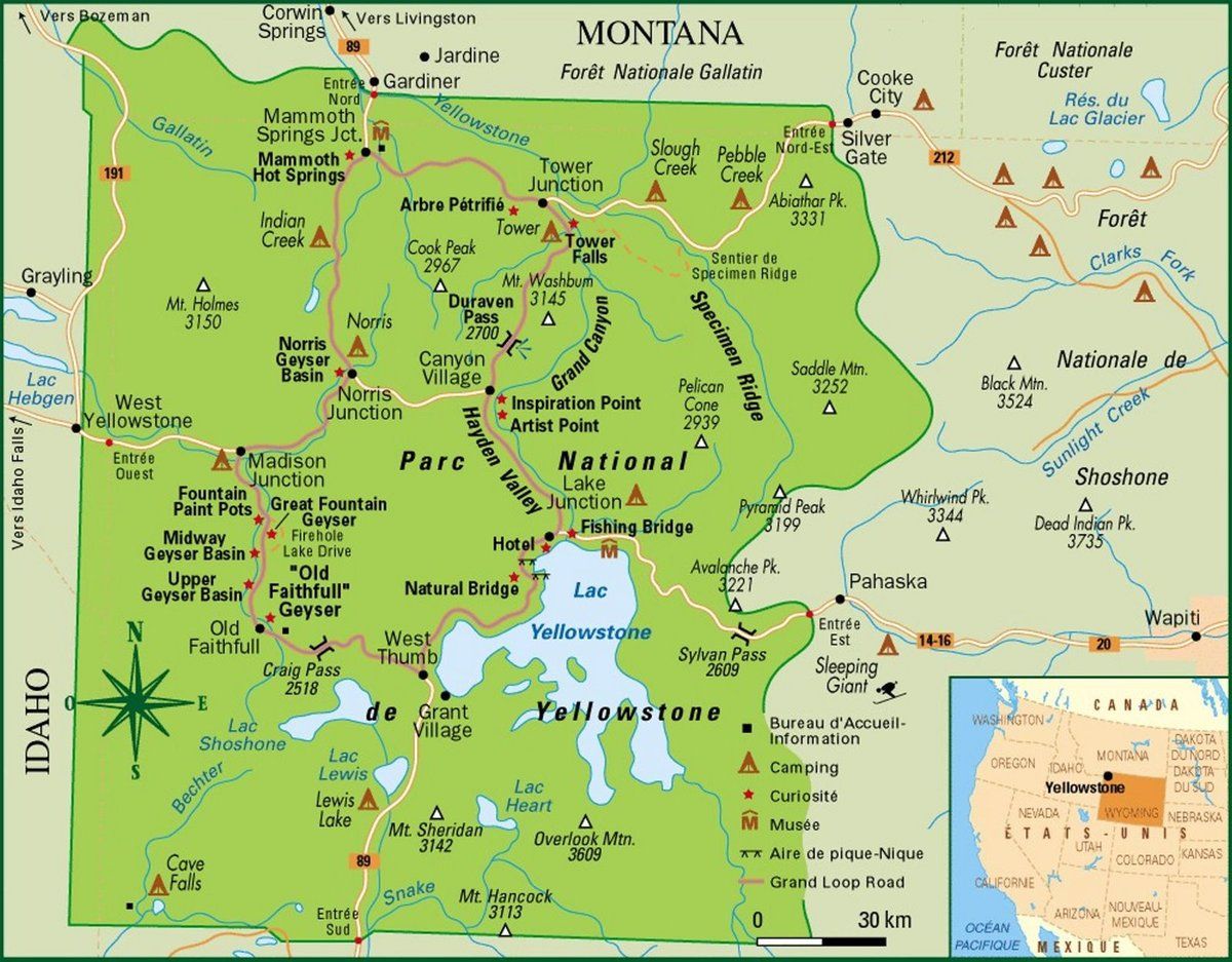 parc yellowstone carte