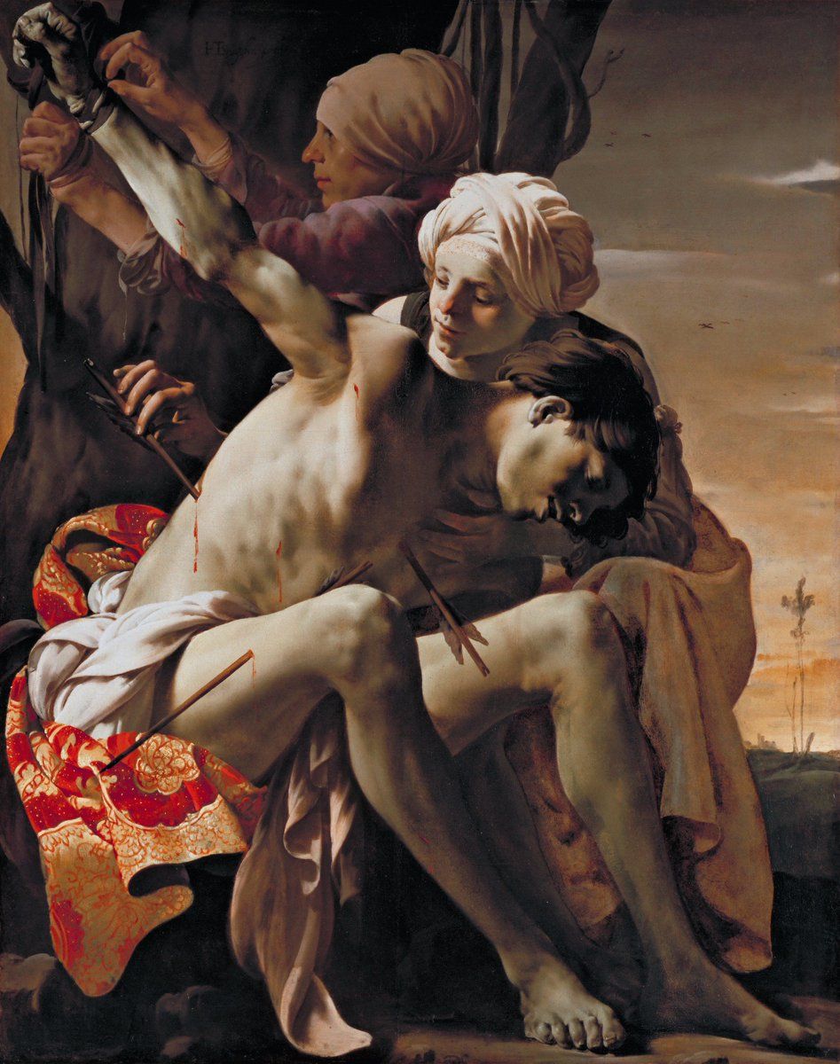 Hendrick ter Brugghen - Saint Sébastien soigné par Irène et sa servante