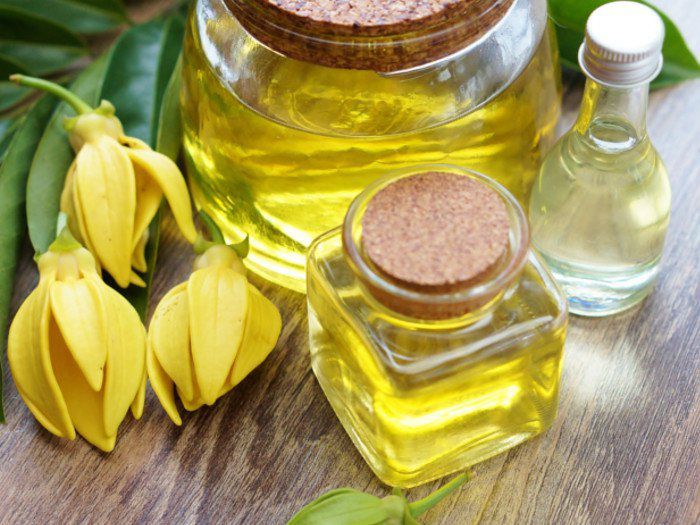 I benefici per la salute dell'olio essenziale di ylang ylang possono essere attribuiti alle sue proprietà come antidepressivo, antiseborroico, antisettico, afrodisiaco, nervino e sostanza sedativa. Viene anche usato per abbassare la pressione alta.