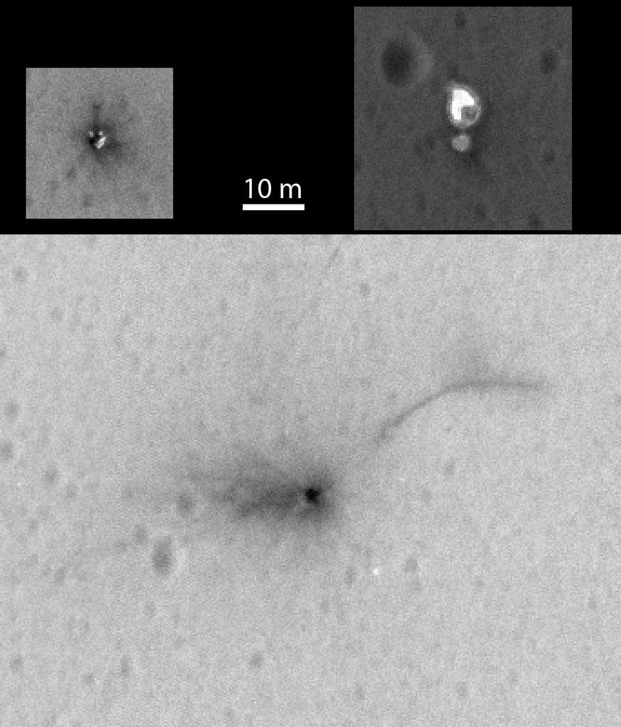 MRO - Schiaparelli - HiRISE - Crash - Cratère - Parachute - EDM - bouclier - ESA - NASA - JPL