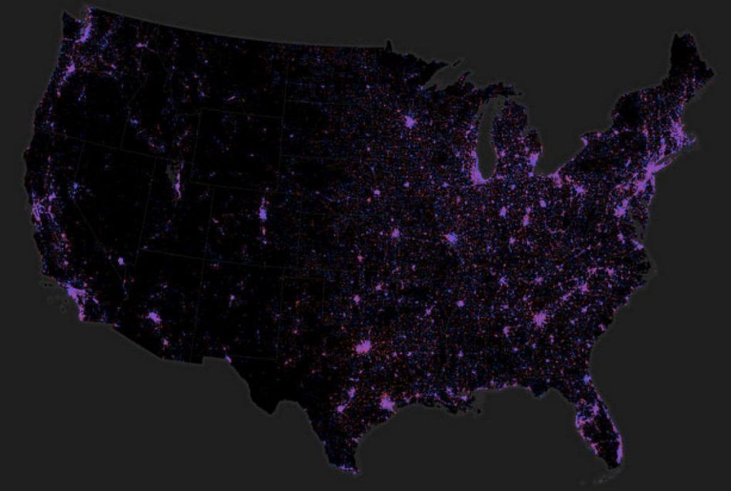 US elections - correlation - votes - city lights at night - democrats vs republicans - POTUS - ESRI