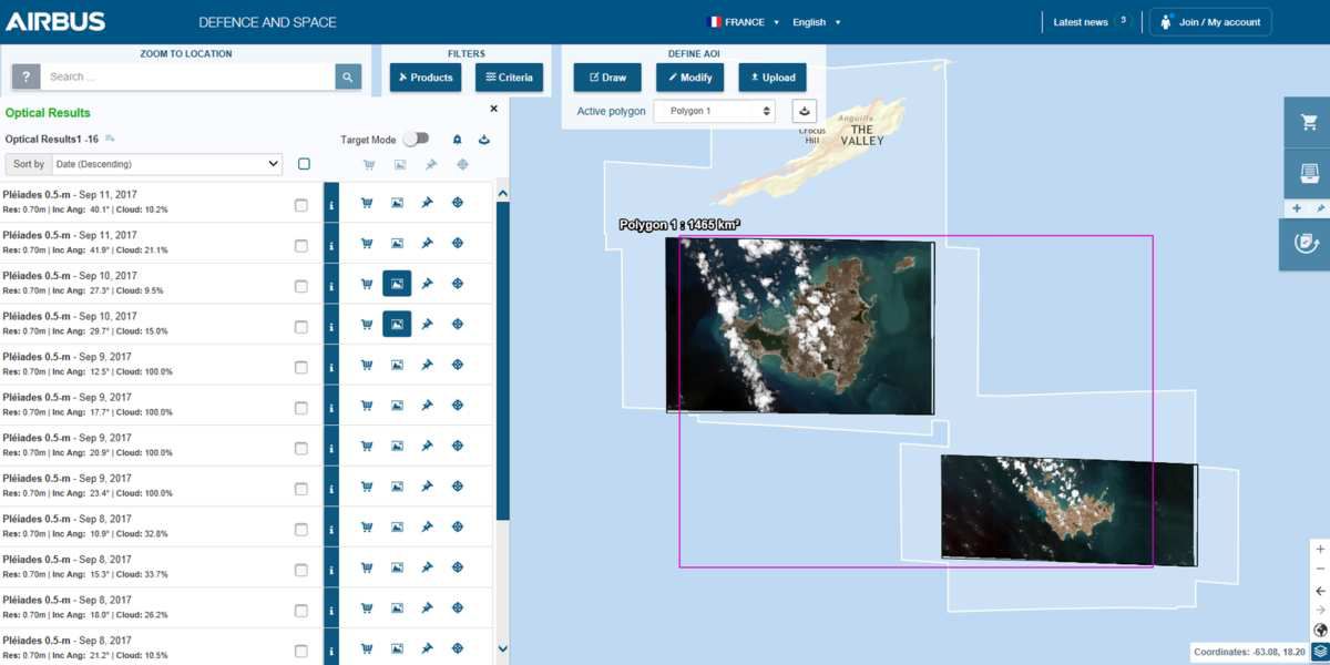 Irma - ouragan - dégâts - dégats - Saint-Barthélemy - Saint-Martin - satellite - Pléiades - VHR - EO - haute résolution - Airbus Defence and Space - CNES - Geostore