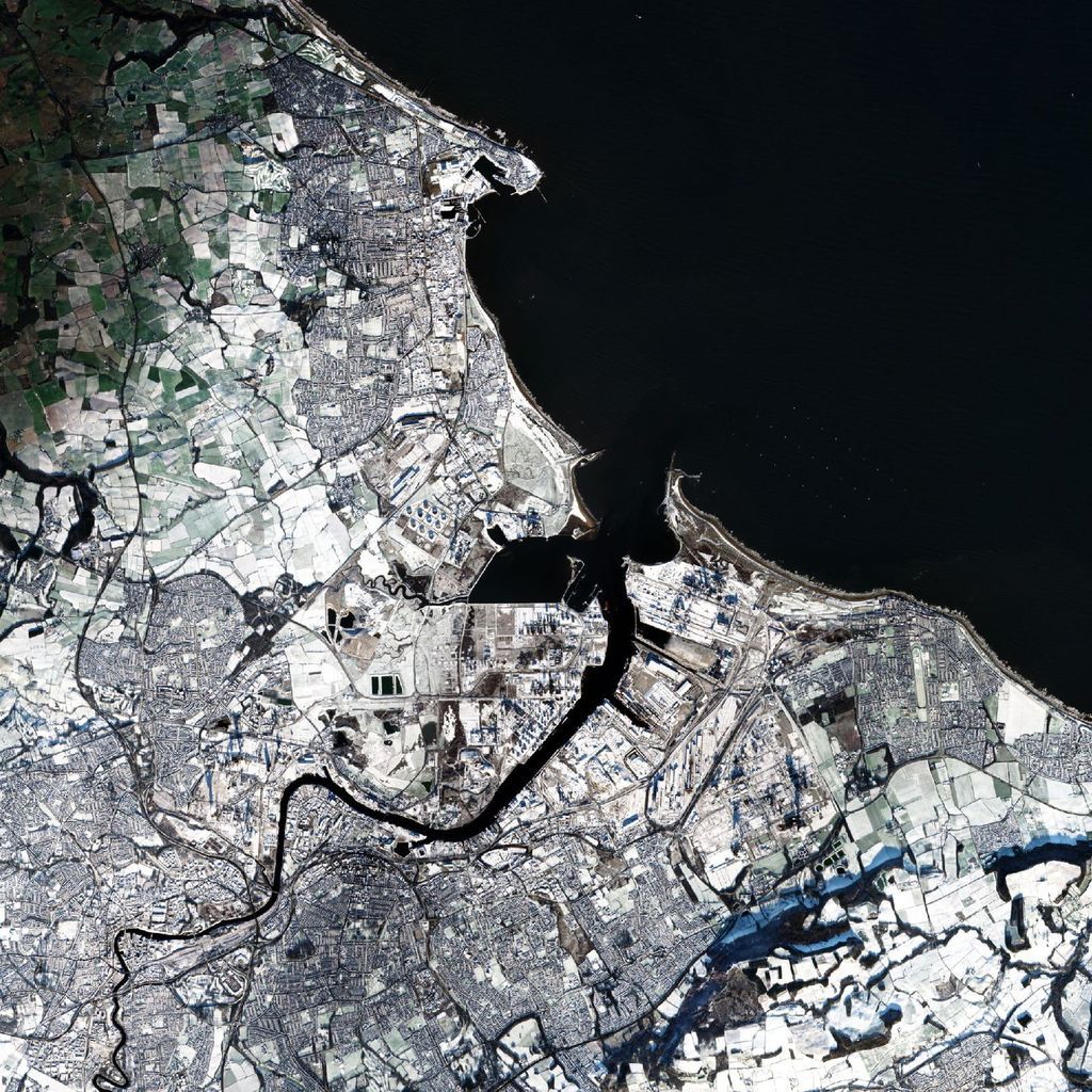 Ana - tempête - Winter storm - neige - snow - Sentinel-2 - satellite - Copernicus - 11 décembre 2017 - UK - Stockton-on-tees - Hartlepool - ESA - European Commission - quiz décembre - météorologie - vent violent - observation de la Terre - Earth observation
