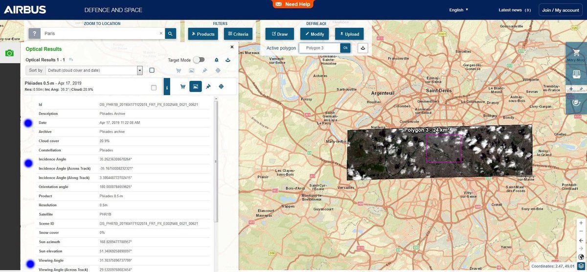 Cathédrale Notre-Dame de Paris - Incendie - Feu - Dégâts - toiture - flêche - catalogue geostore - satellite - Earth observation - space - 17 avril 2019