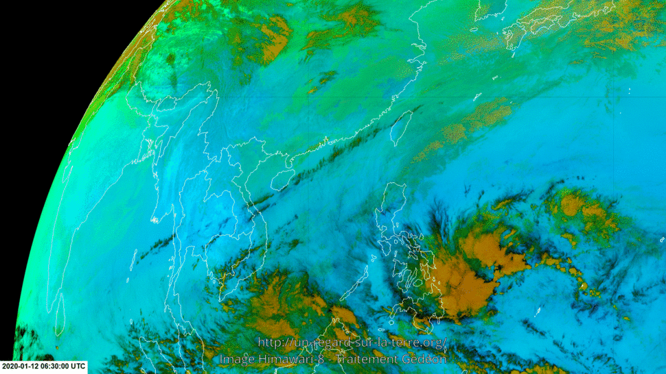 Eruption volcan Taal - Volcano Island - Himawari-8 - satellite - nuage de gaz - propagation SO2 - Janvier 2020 - meteo