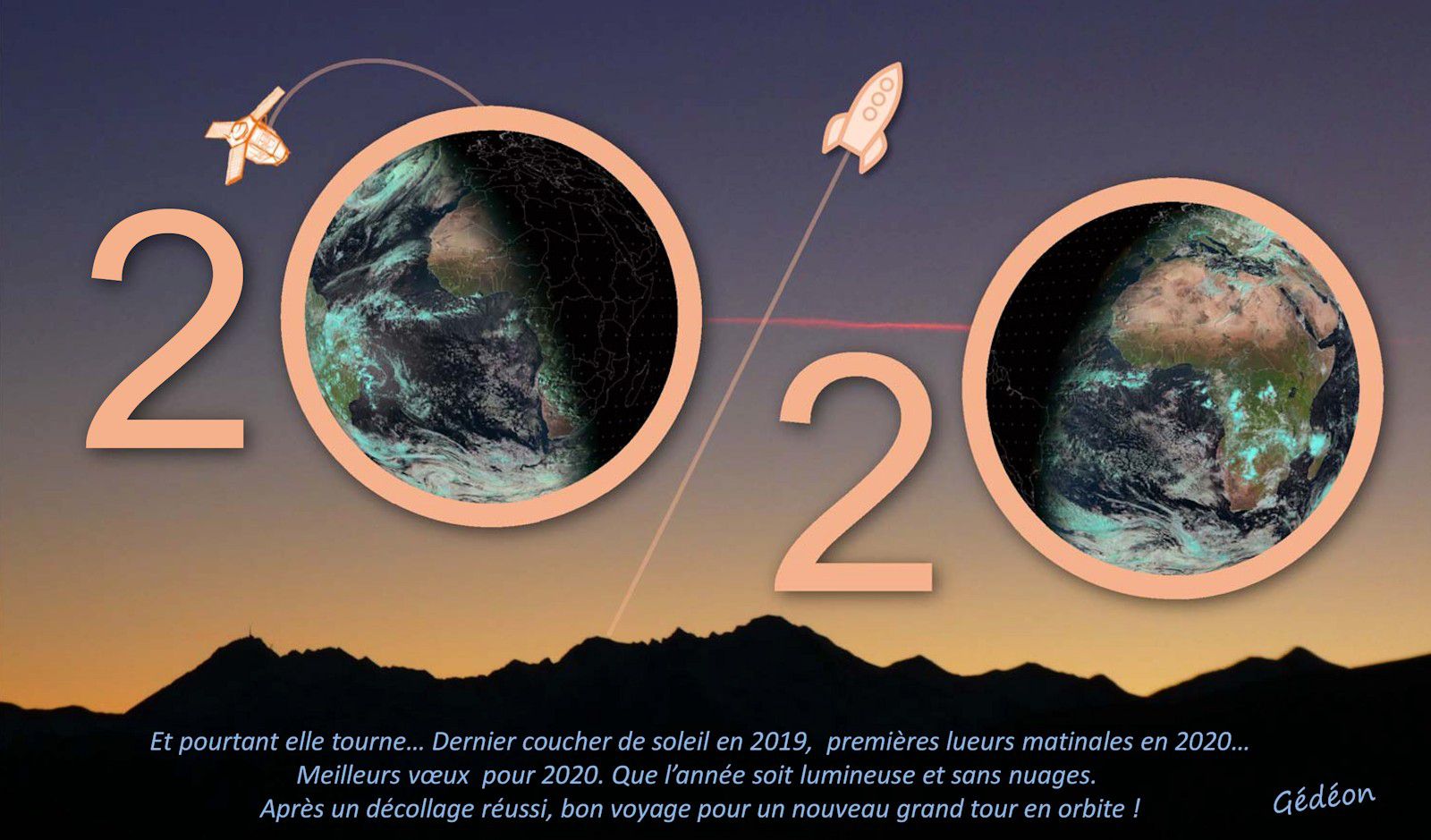 Voeux - vœux - Season's greetings - 2020 - Un autre regard sur la Terre - Meteosat - Best wishes - nombre auto-descriptif - Nouvel an - Carte de voeux -